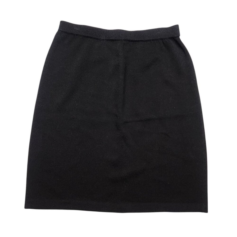 St. John Basics Women's Pull On Mini Santana Knit Skirt Navy Wool Blend Size 8
